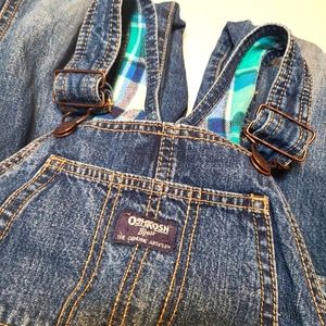Oshkosh denim overalls with flannel lining